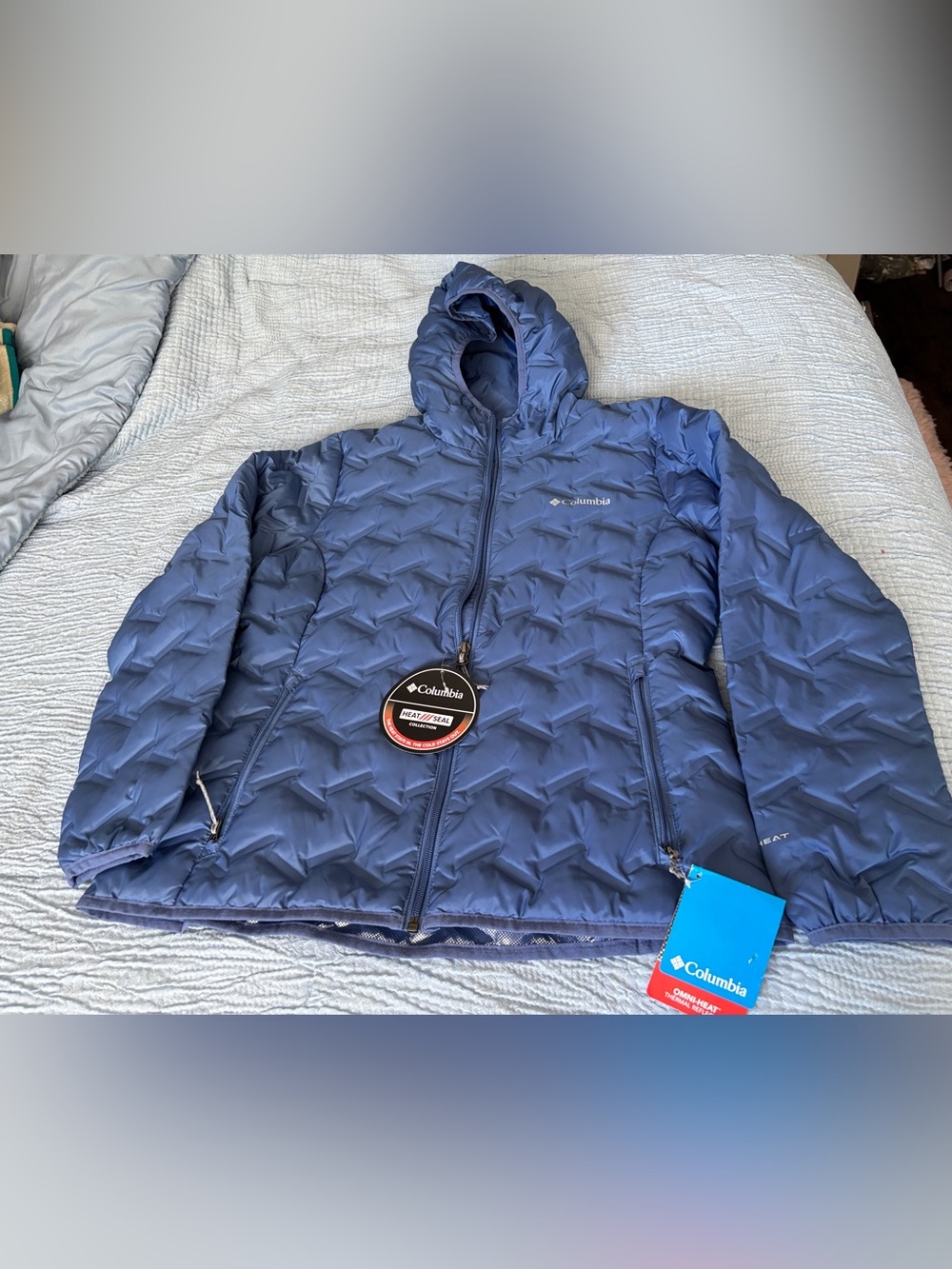 Columbia Delta Ridge Hooded Down Jacket Women's Large - NWT Velvet Cove Blue